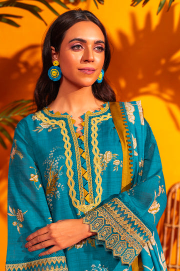 Alkaram SEC-16-24 Teal Blue Rang E Bahar Collection Online Shopping